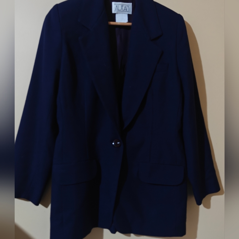 ALJEAN 100% Wool Navy Blazer – Made in Canada – Size L